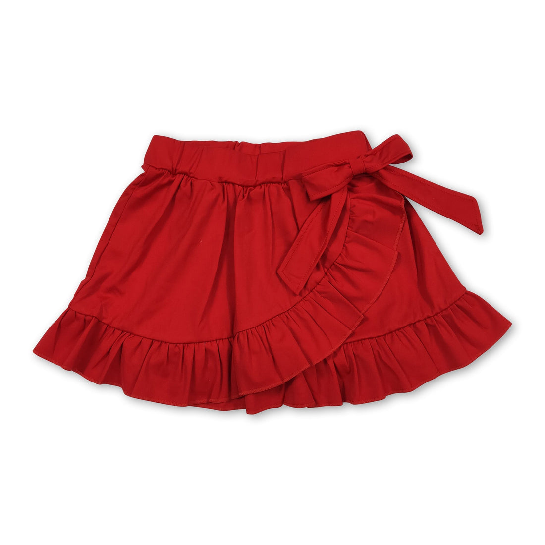 Red bow ruffle kids girls summer active yoga skirt
