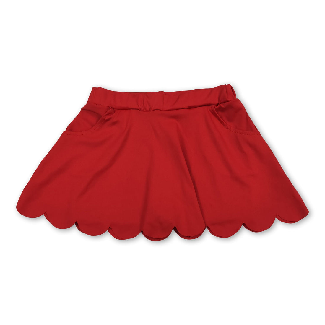 Red scalloped pockets girls&
