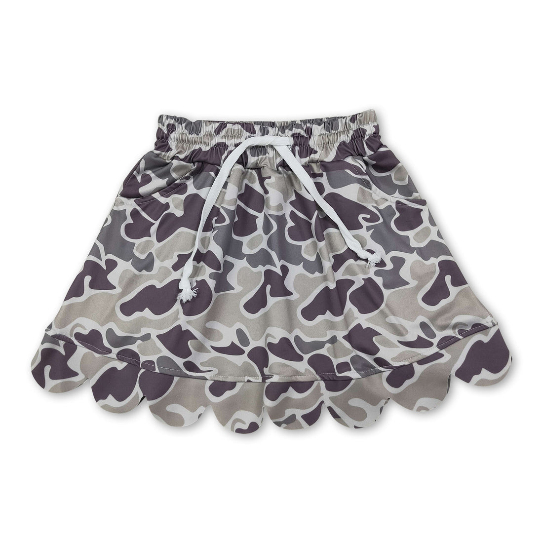 Camo pocket scallop hunting kids girls skirt