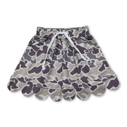 Camo pocket scallop hunting kids girls skirt