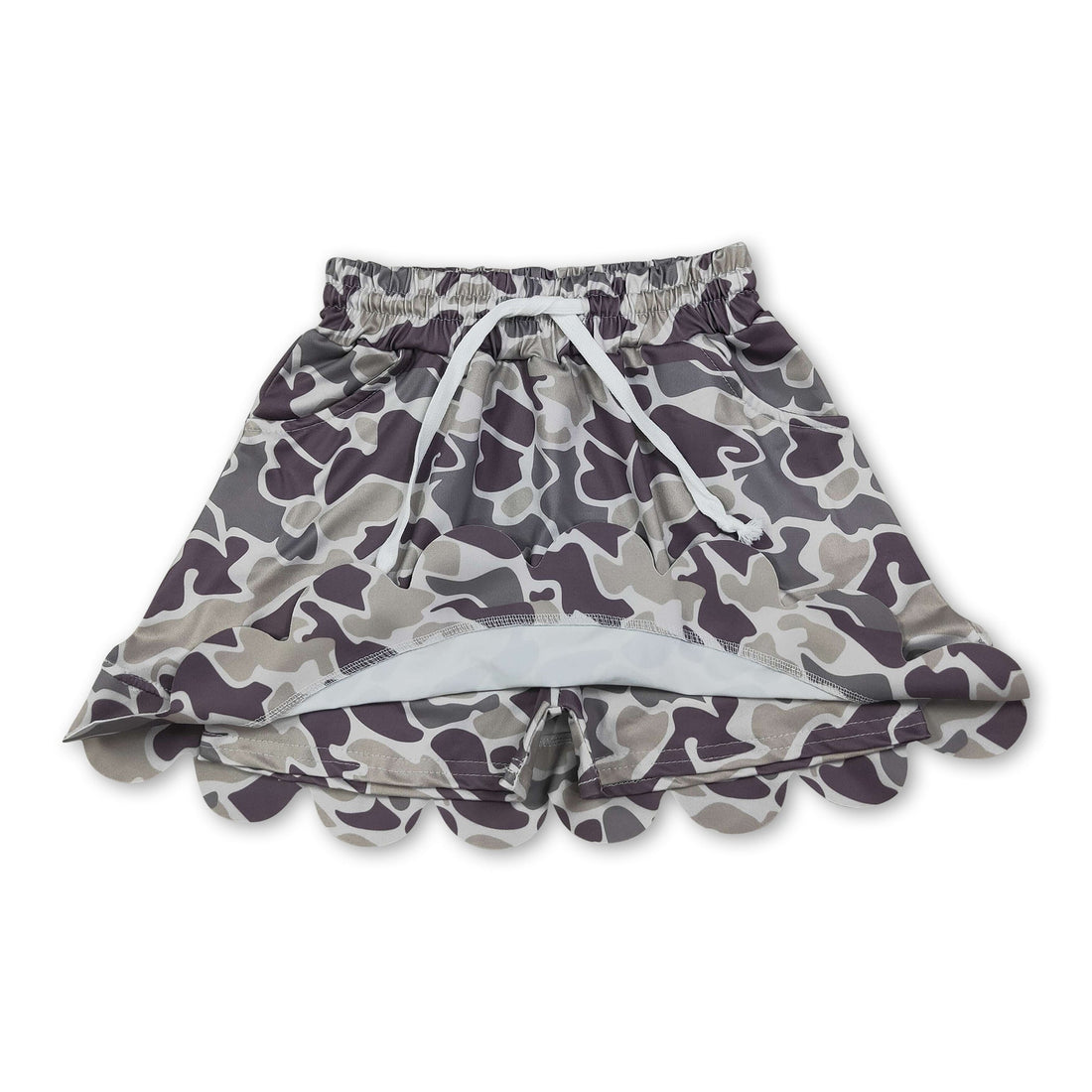 Camo pocket scallop hunting kids girls skirt