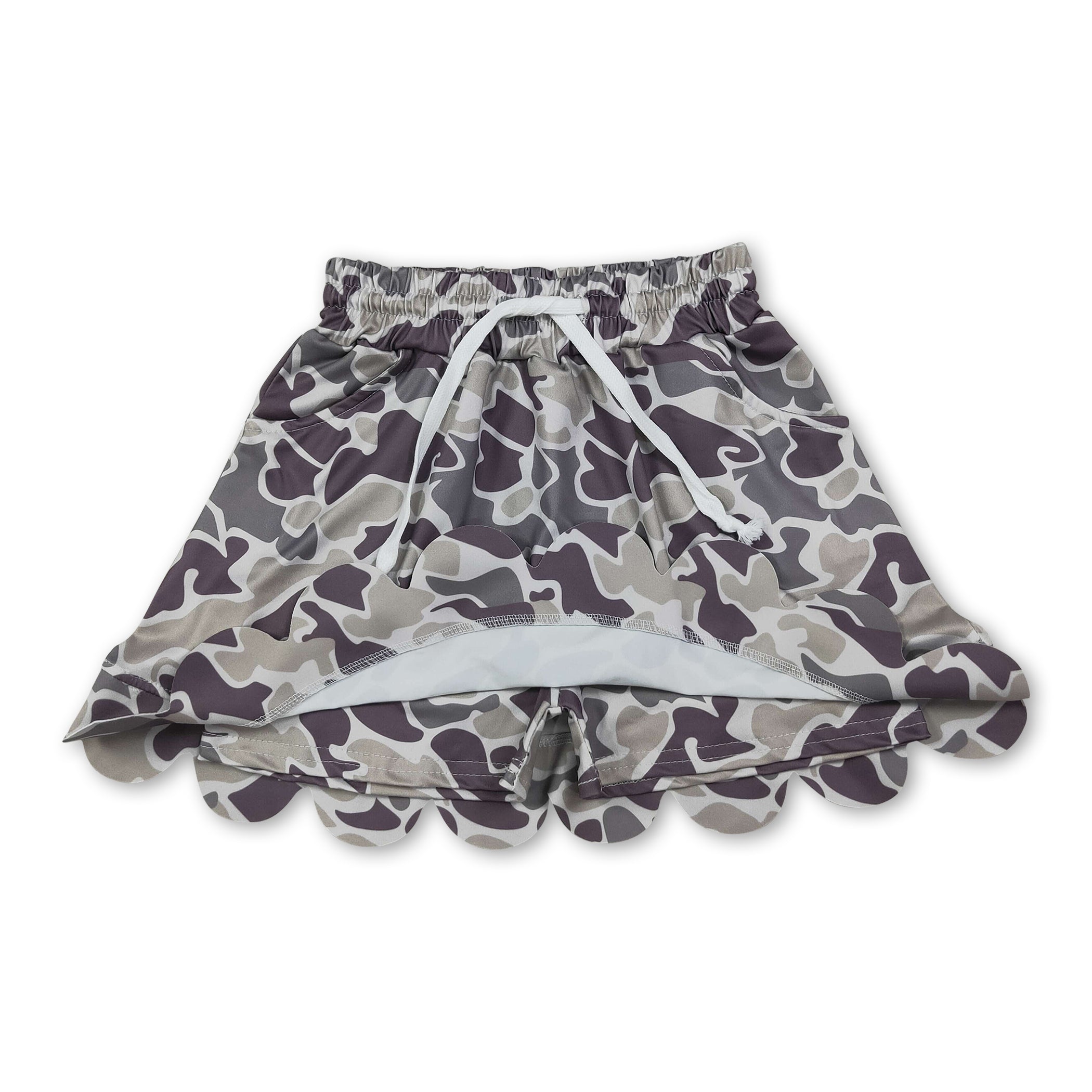 Camo pocket scallop hunting kids girls skirt