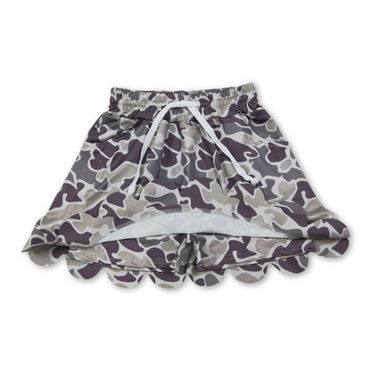 Camo pocket scallop hunting kids girls skirt