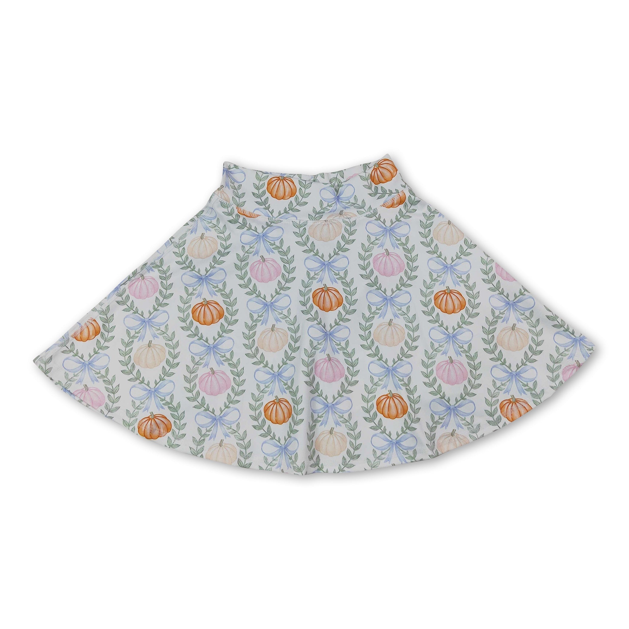 Light blue bow pumpkin kids girls fall active skirt