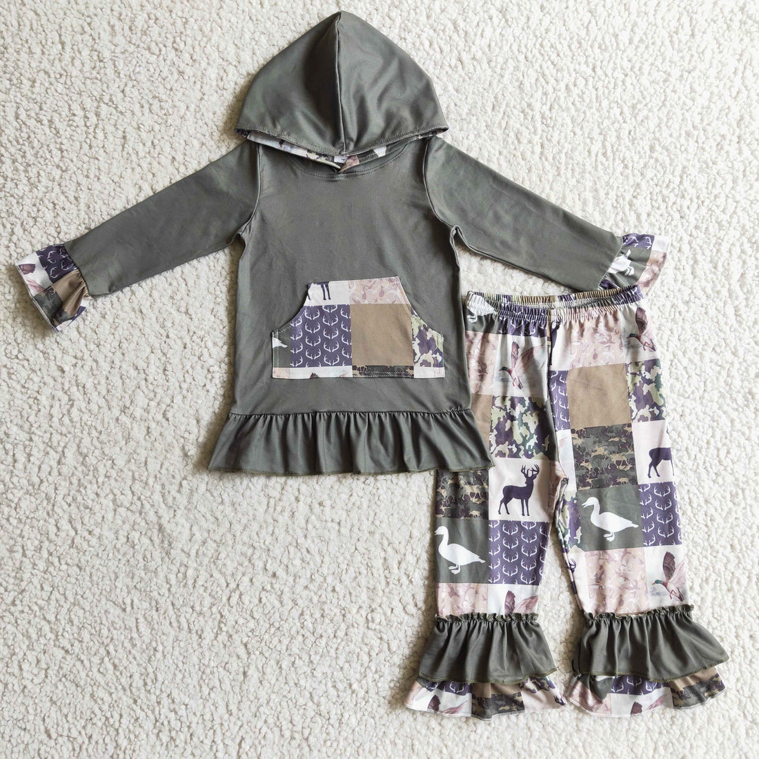 Deer duck camo patchwork hoodie girls hunting outfits