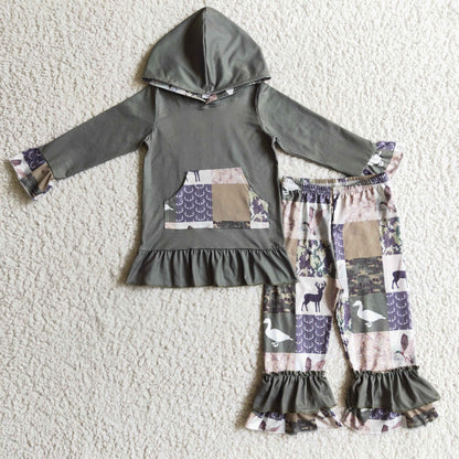 Deer duck camo patchwork hoodie girls hunting outfits
