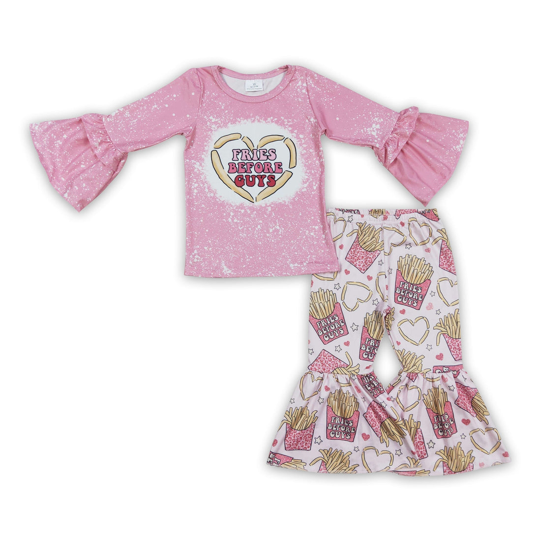 Fries heart shirt bell bottom pants girls Valentine&