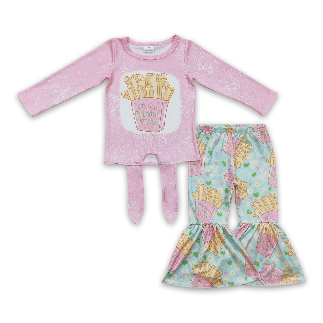Pink fries shirt bell bottom pants girls Valentine&