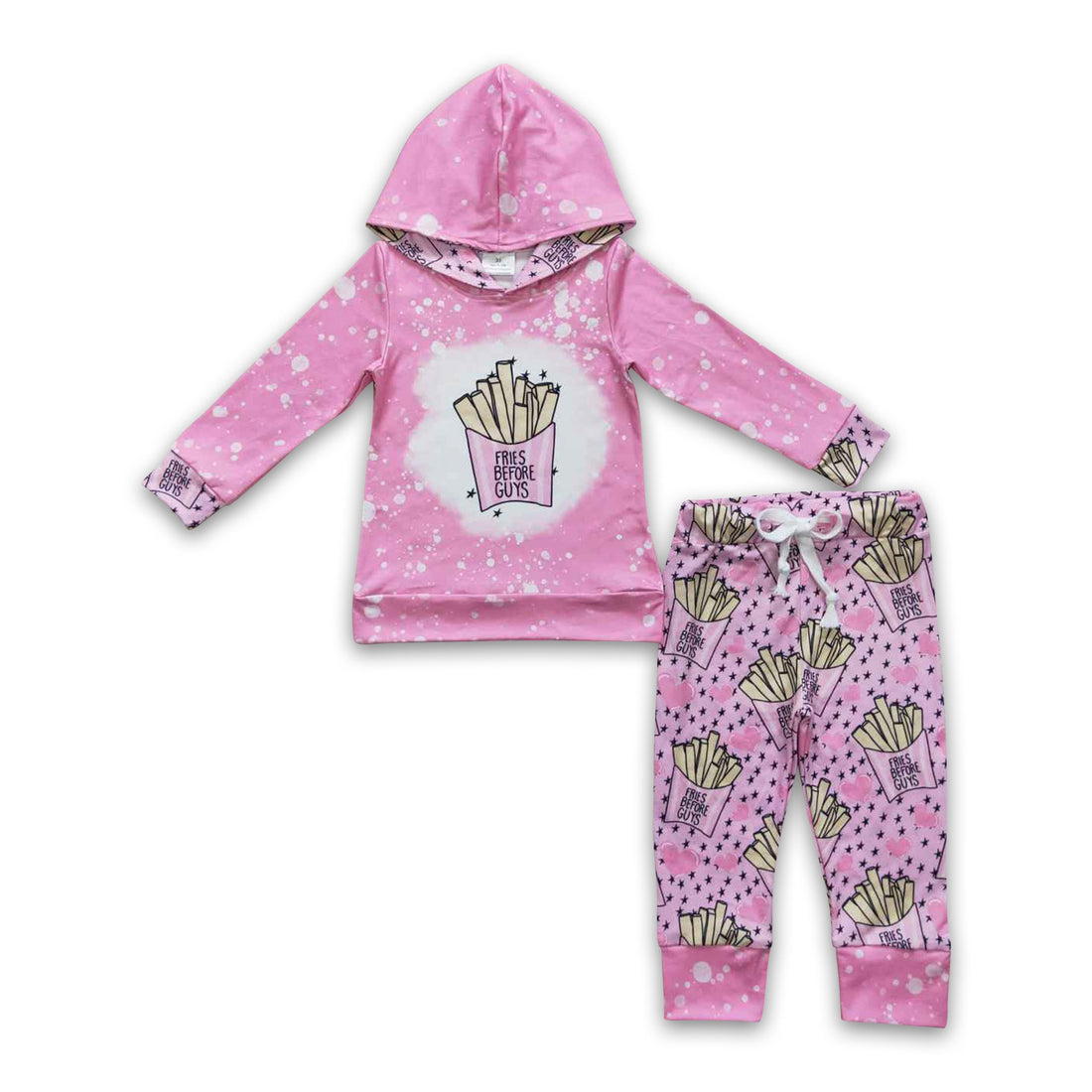 Pink heart fries hoodie pants girls Valentine&