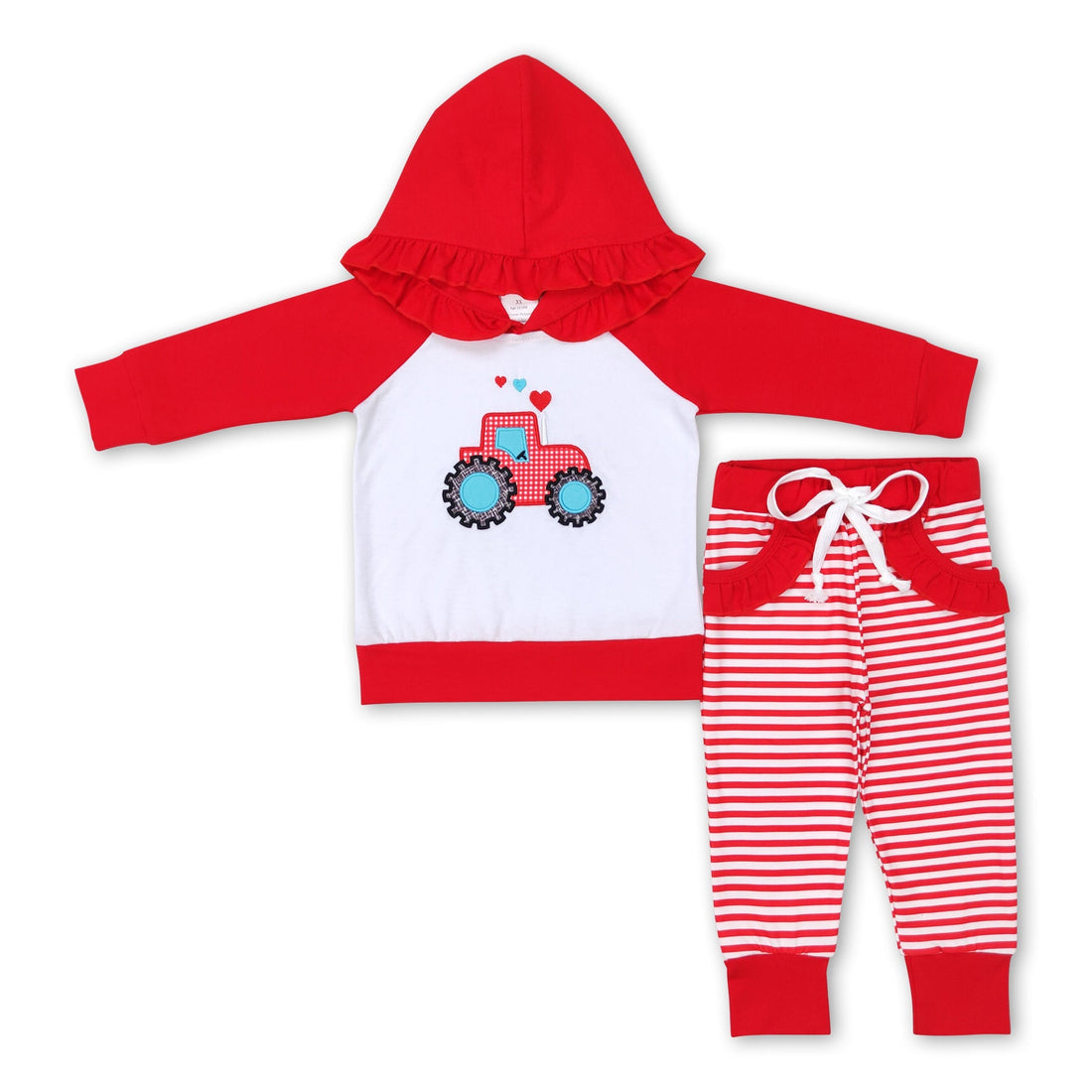 Heart truck hoodie stripe pocket pants girls Valentine&