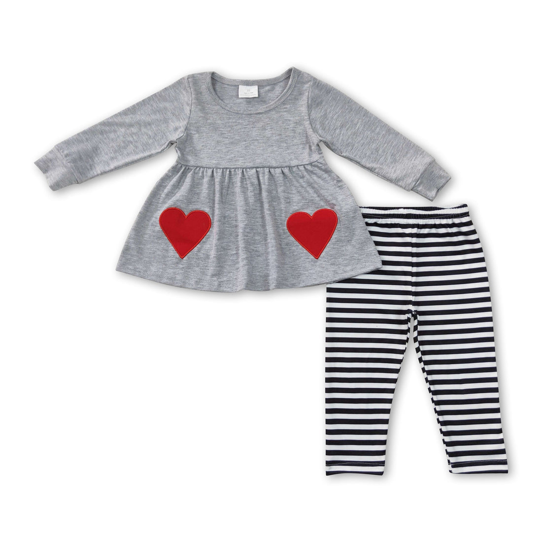 Heart pocket tunic stripe girls valentine&