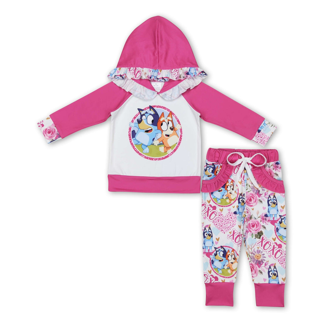 Hot pink dogs heart kids girls valentine&
