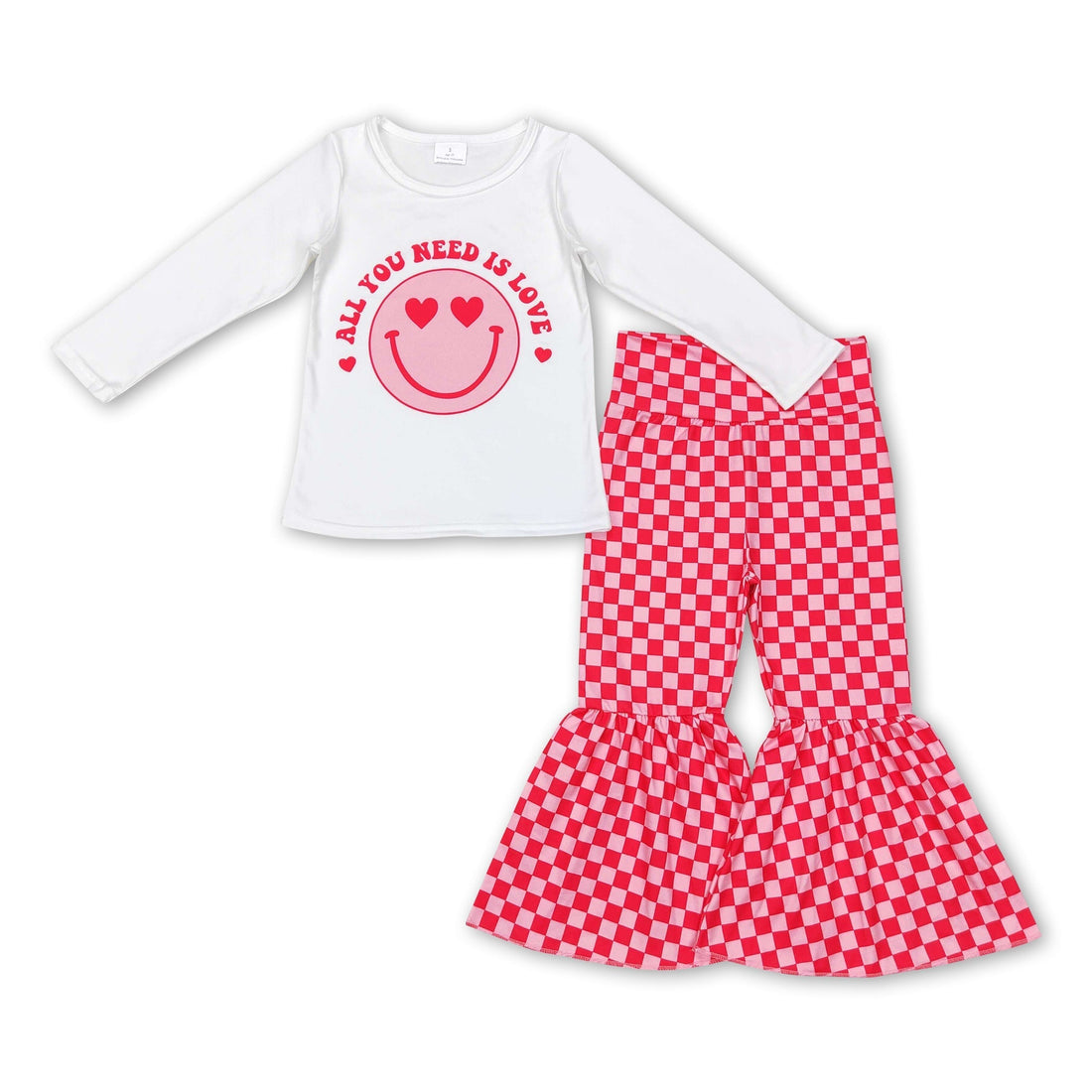 All you need is love smile heart plaid girls valentine&