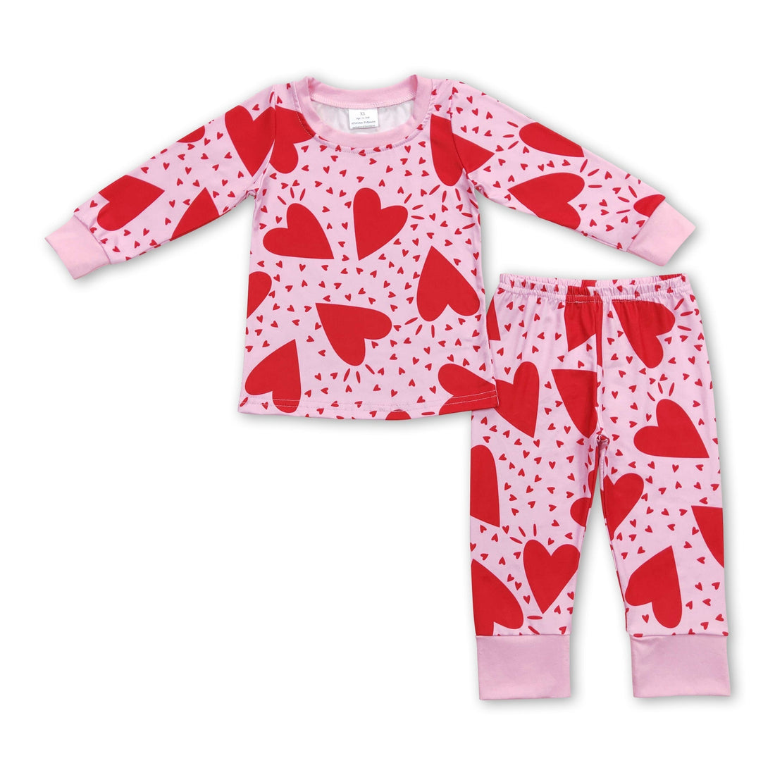 Pink heart long sleeves baby girls valentine&