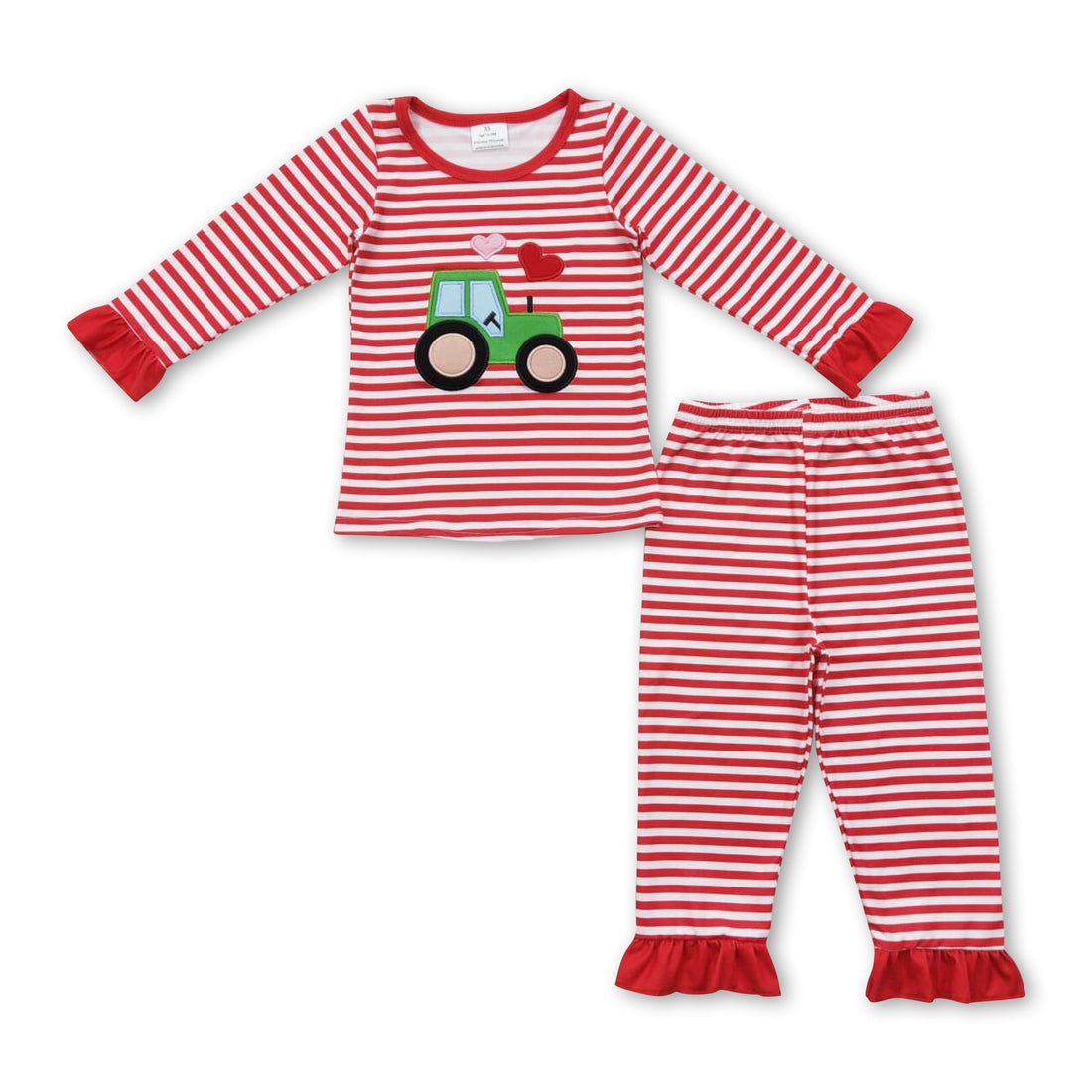 Red stripe heart truck baby girls valentine&