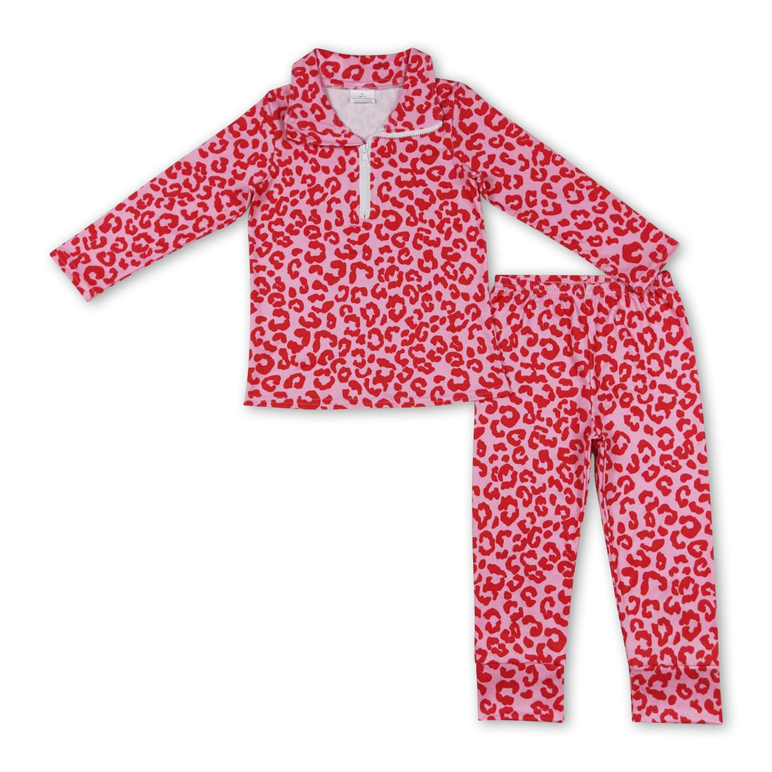 Pink leopard pullover pants kids girls valentine&