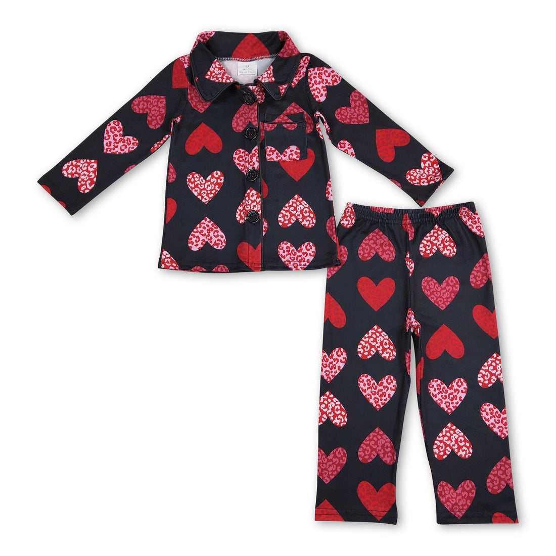 Black leopard heart girls valentine&