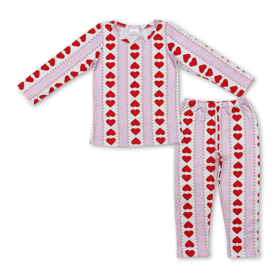 White pink stripe heart kids girls valentine&