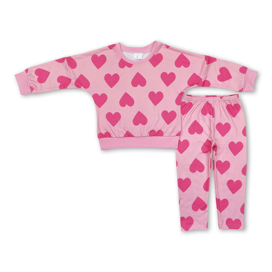 Pink heart top leggings kids girls valentine&