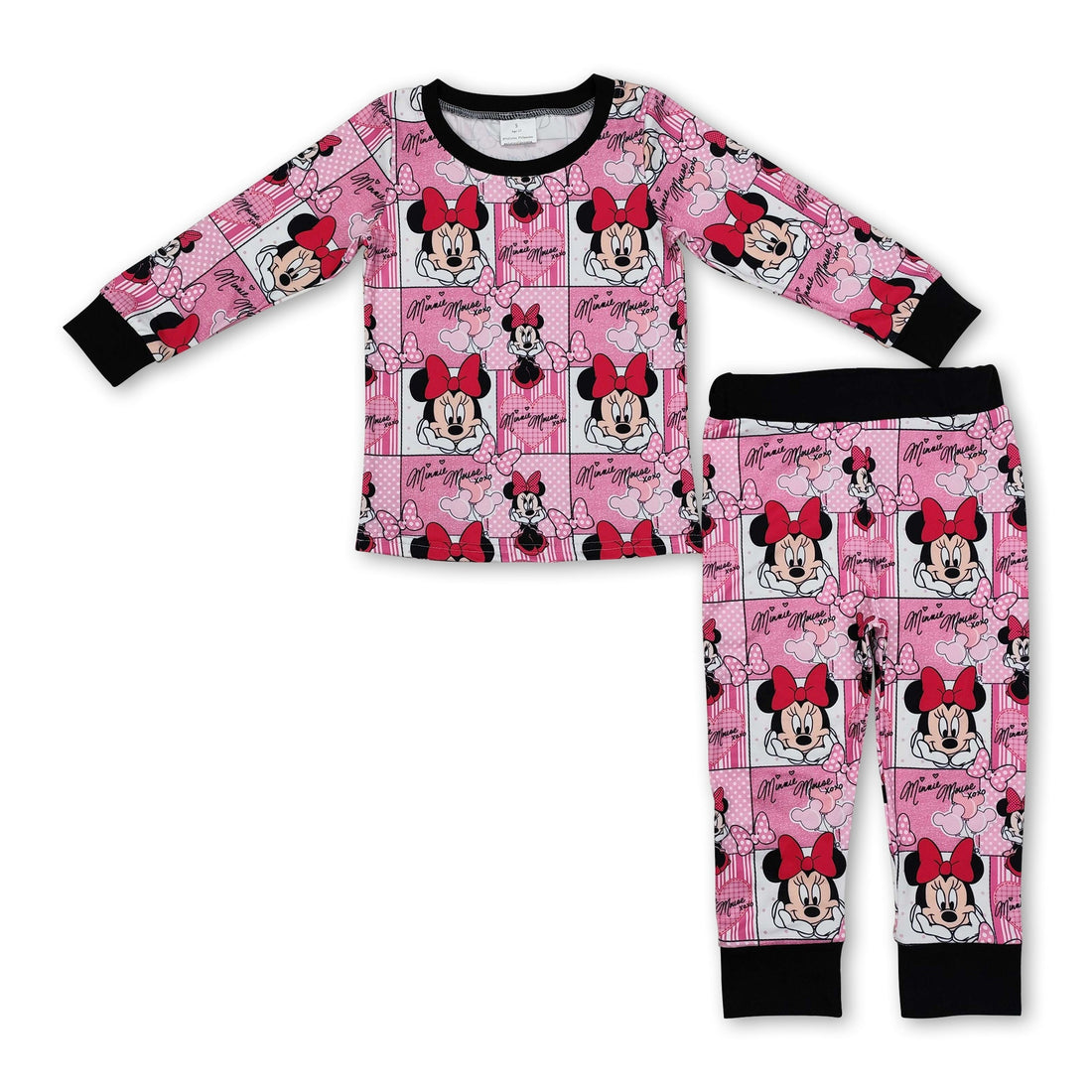 Long sleeves pink heart mouse girls Valentine&