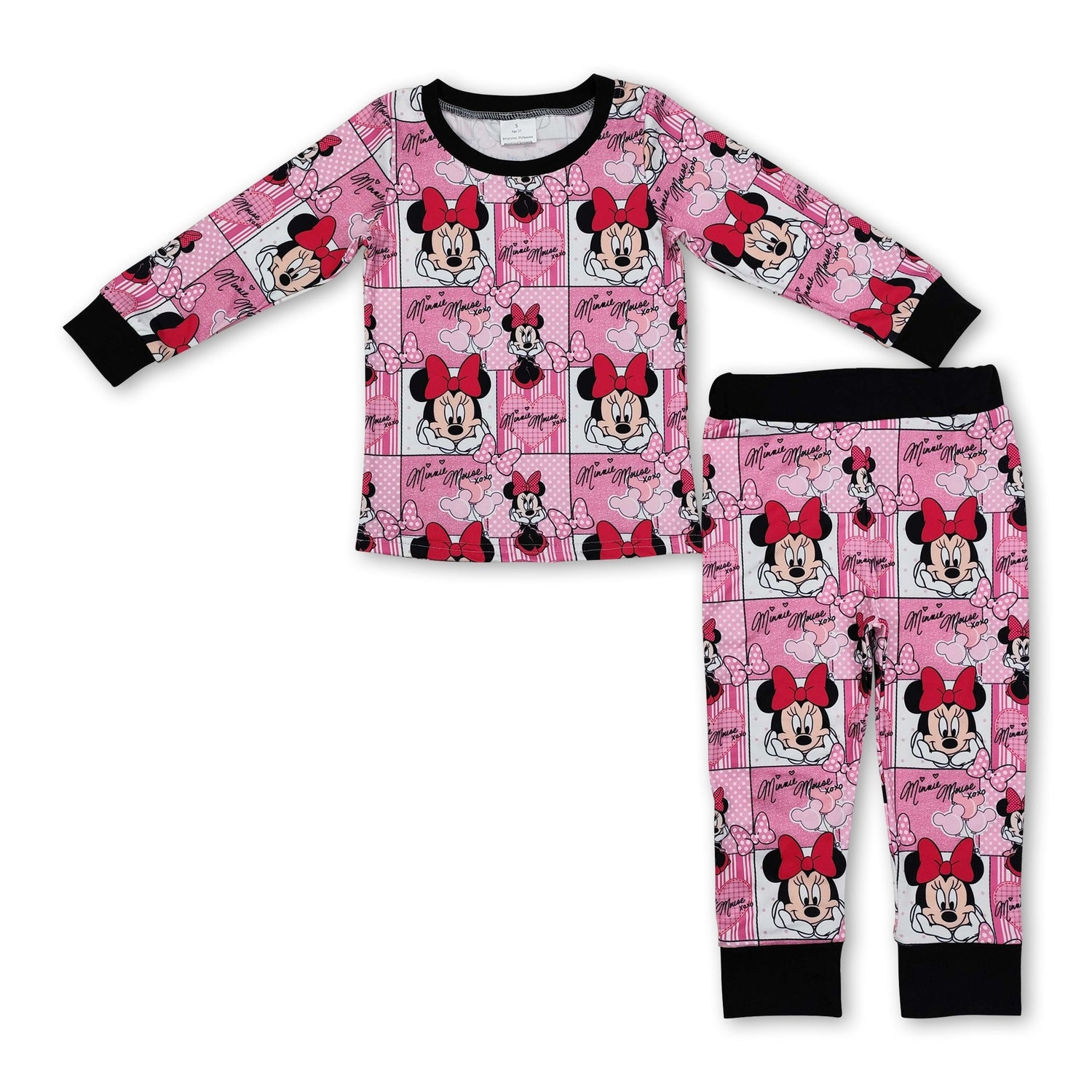 Long sleeves pink heart mouse girls Valentine&