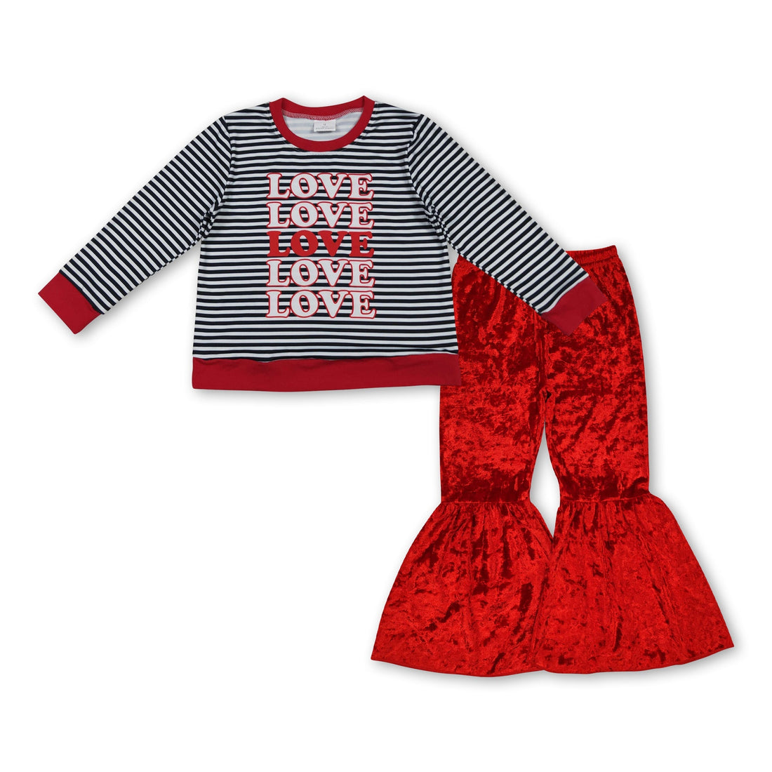 Love top red velvet pants baby girls valentine&