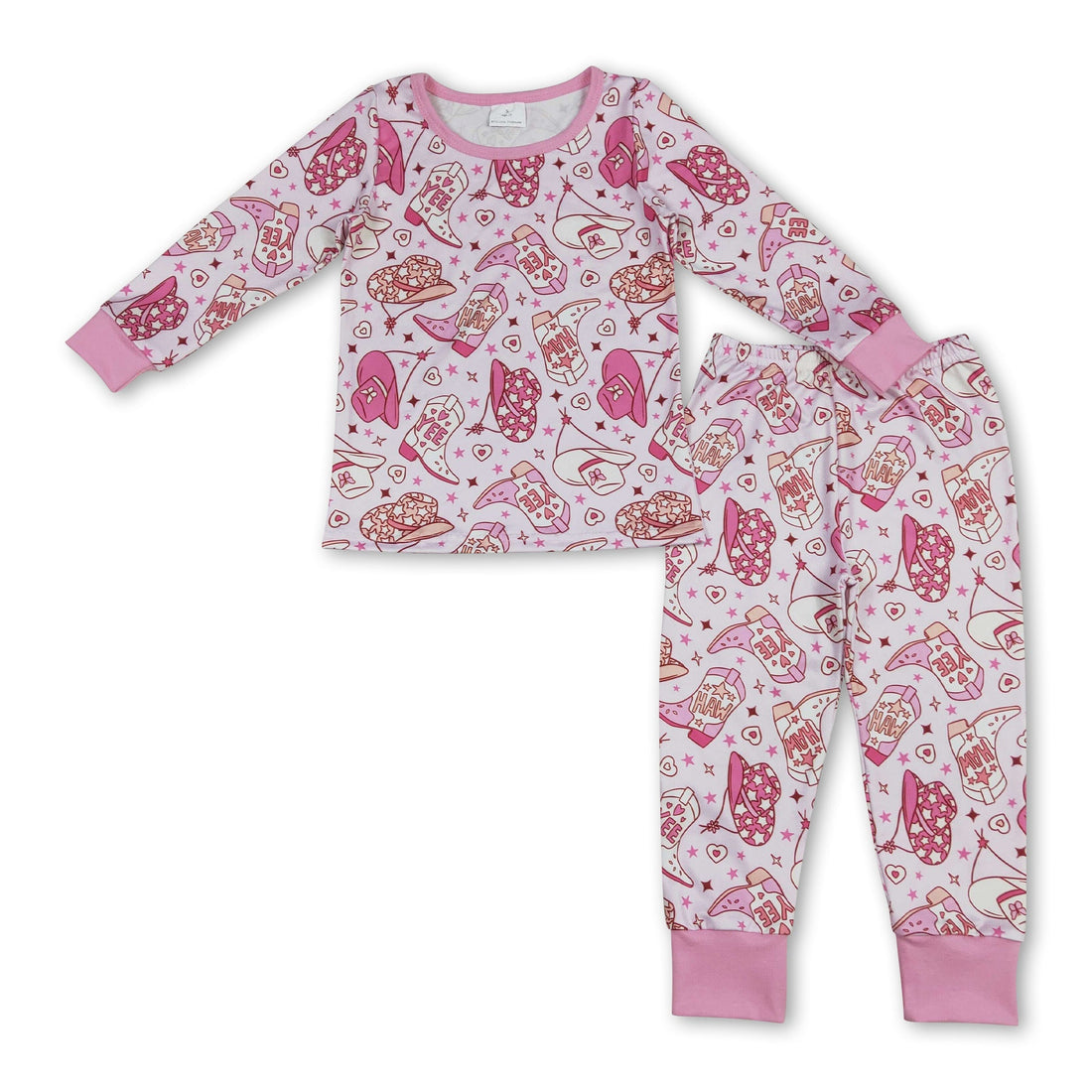 Pink boots and heart bow design on Mini Rodeo girls&