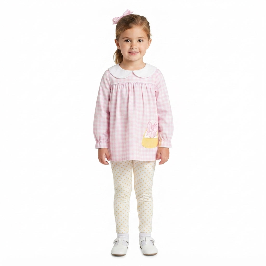 Plaid candy corn embroidery kids girls Halloween outfits