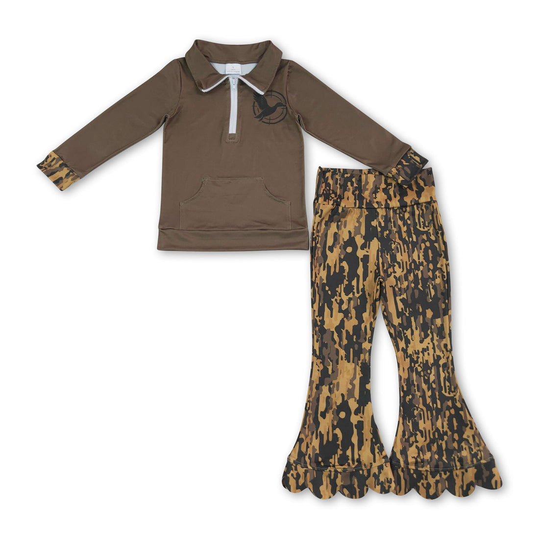 Long sleeves duck pullover camo scallop pants girls outfits