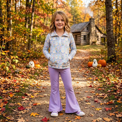 Ghost pullover lavender pants girls Halloween set
