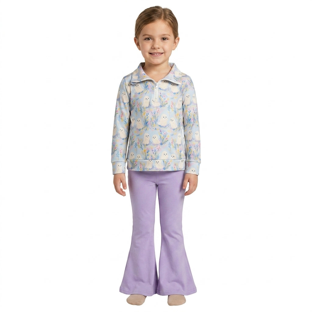 Ghost pullover lavender pants girls Halloween set
