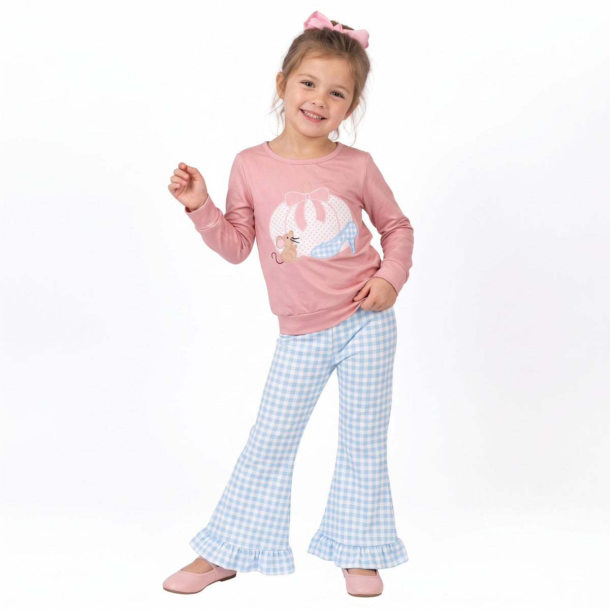 Long sleeves pumpkin shoes top pants kids girls fall clothes