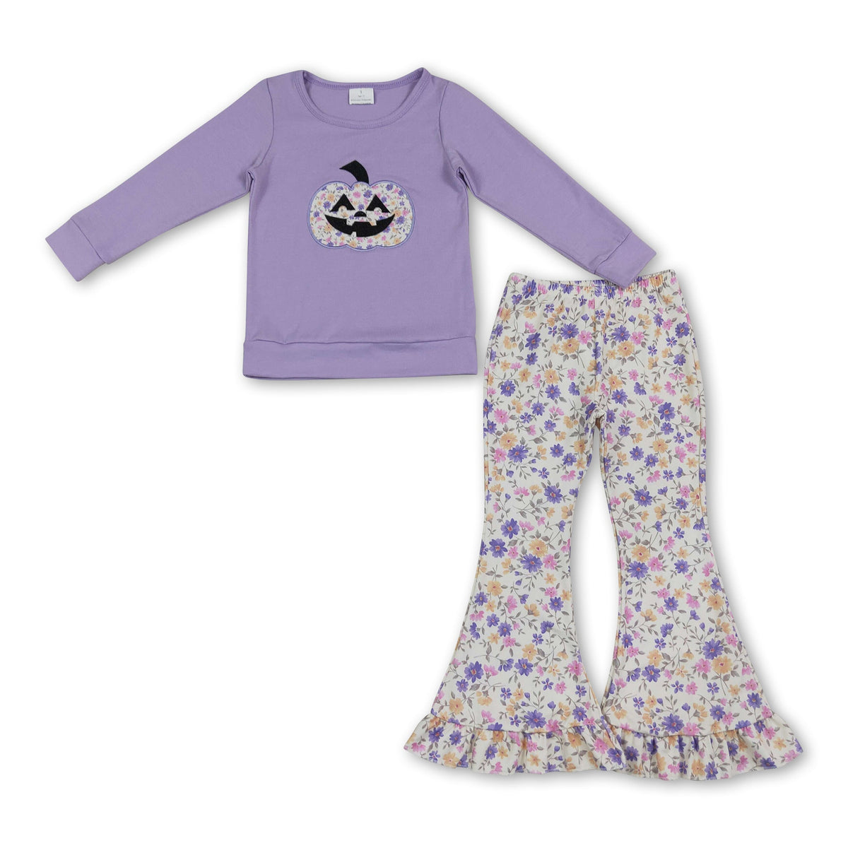 Long sleeves floral pumpkin girls Halloween clothes