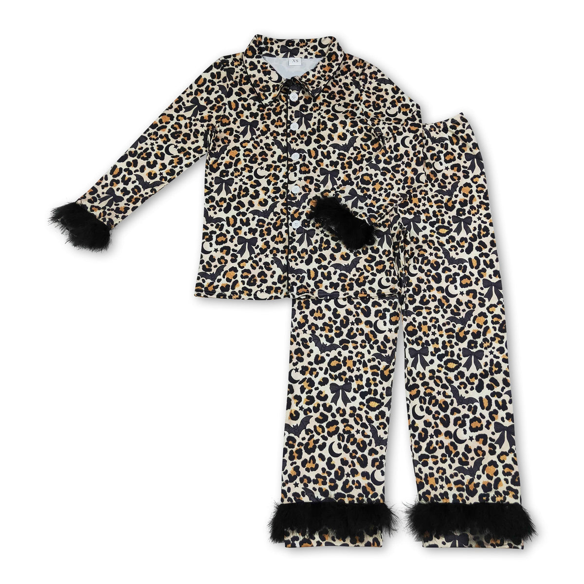 Fur long sleeves leopard bat women Halloween pajamas