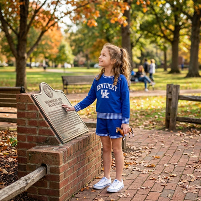Long sleeves blue U K vinyl top shorts girls team outfits