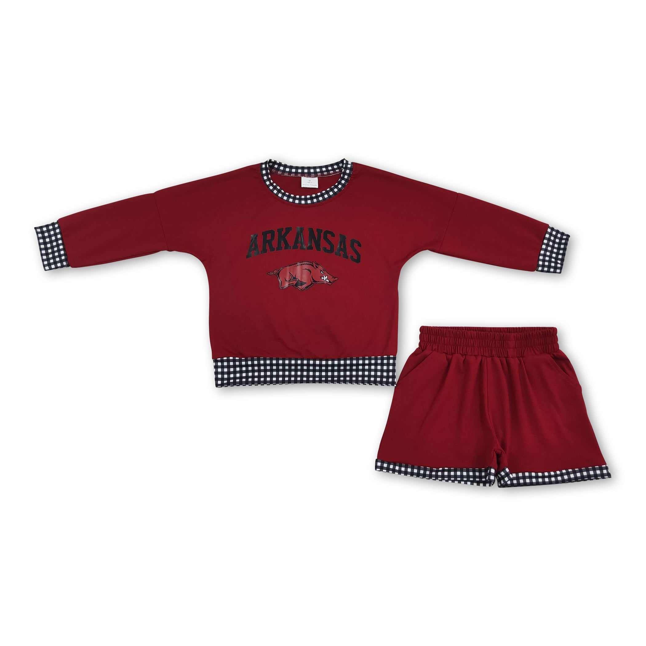 Long sleeves hog vinyl top shorts girls team outfits