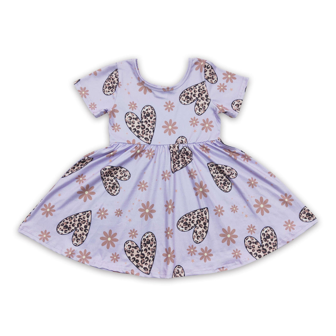 Leopard heart floral short sleeves girls valentine&