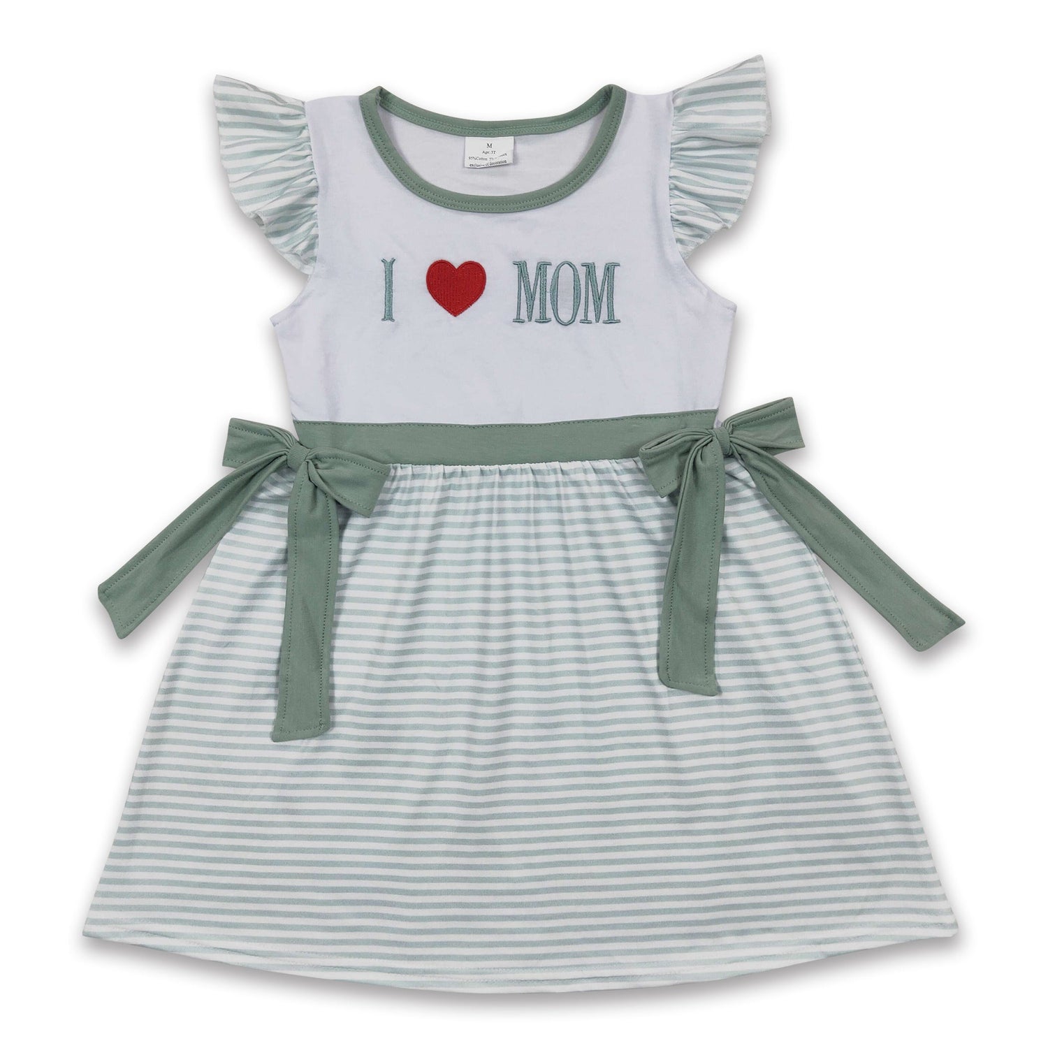 I love MOM embroidery stripe mother&