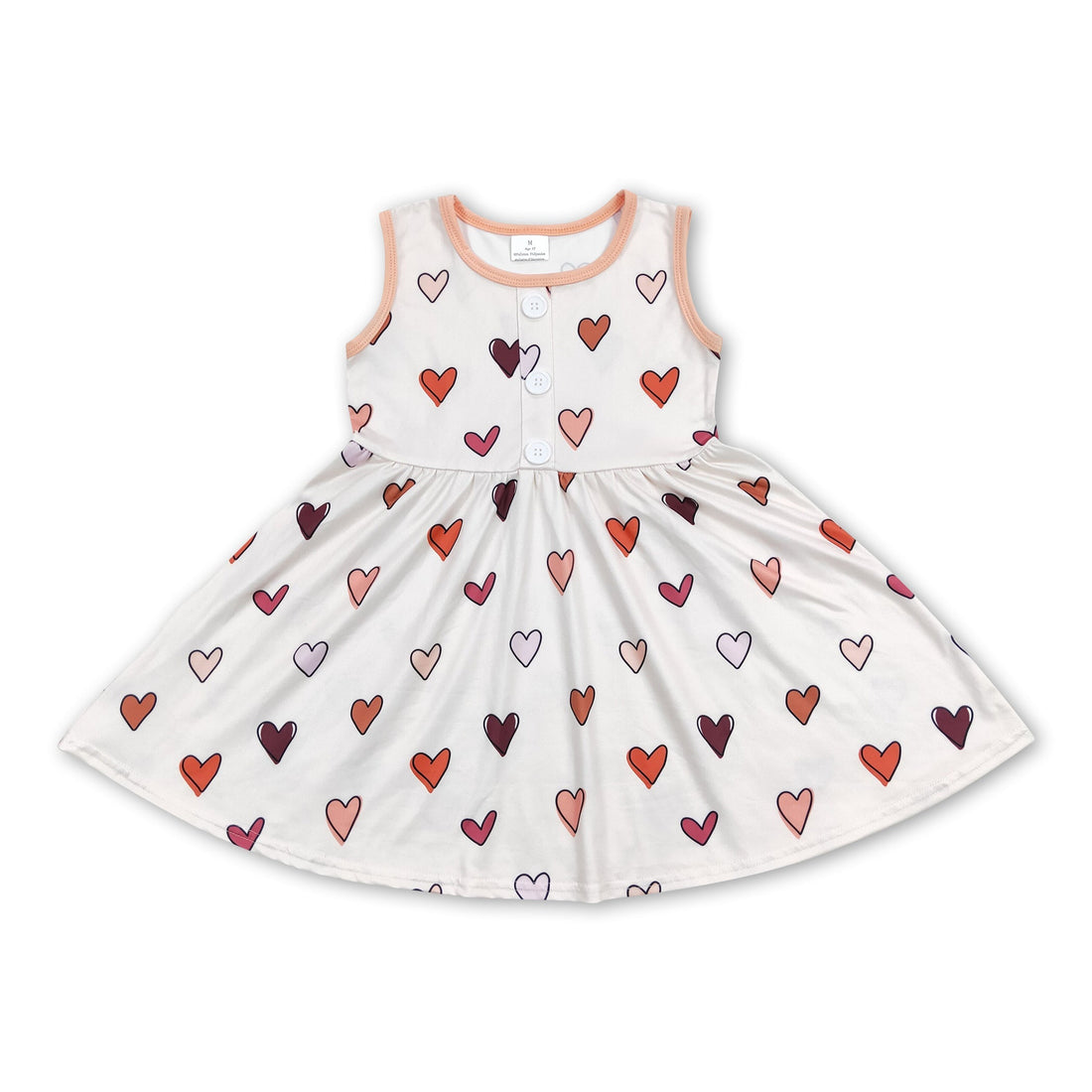Sleeveless heart buttons baby girls valentine&
