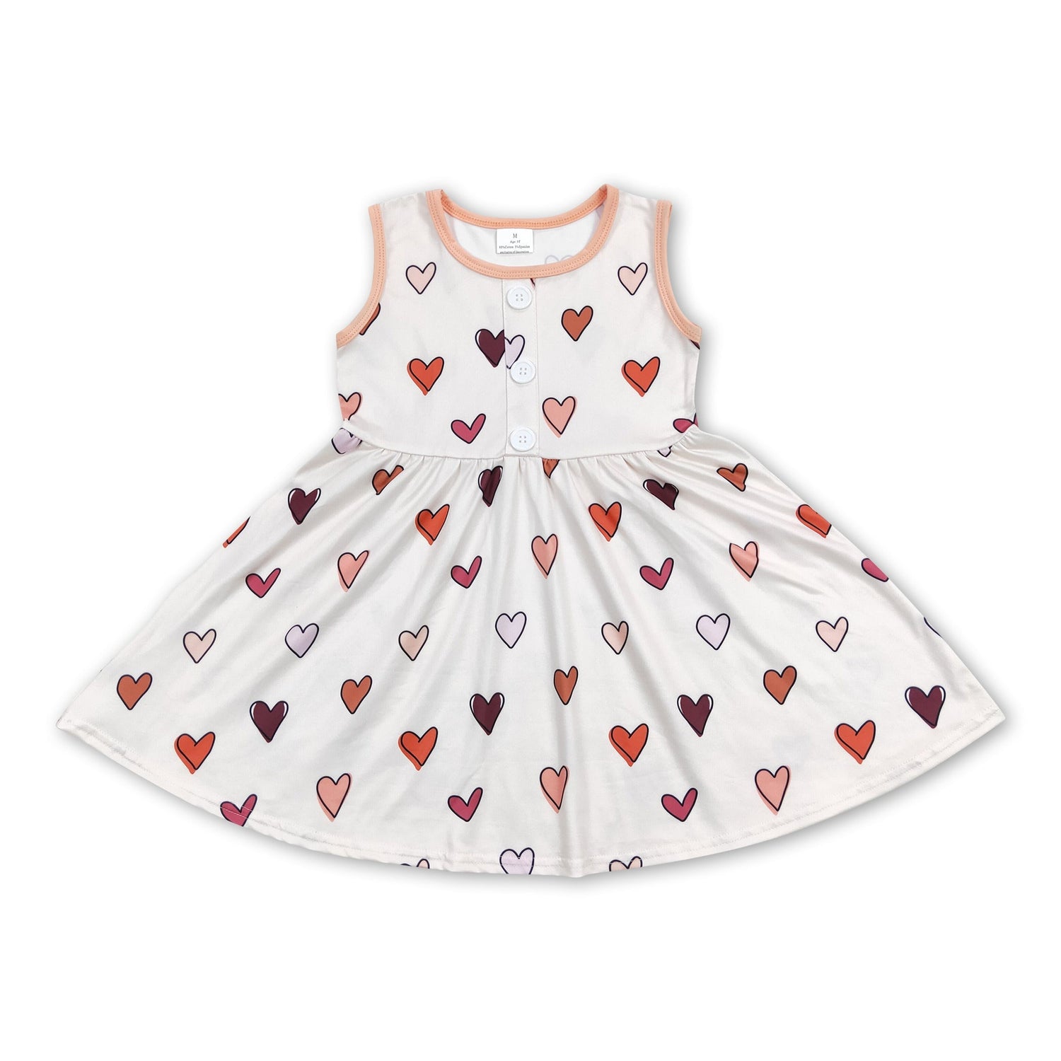Sleeveless heart buttons baby girls valentine&