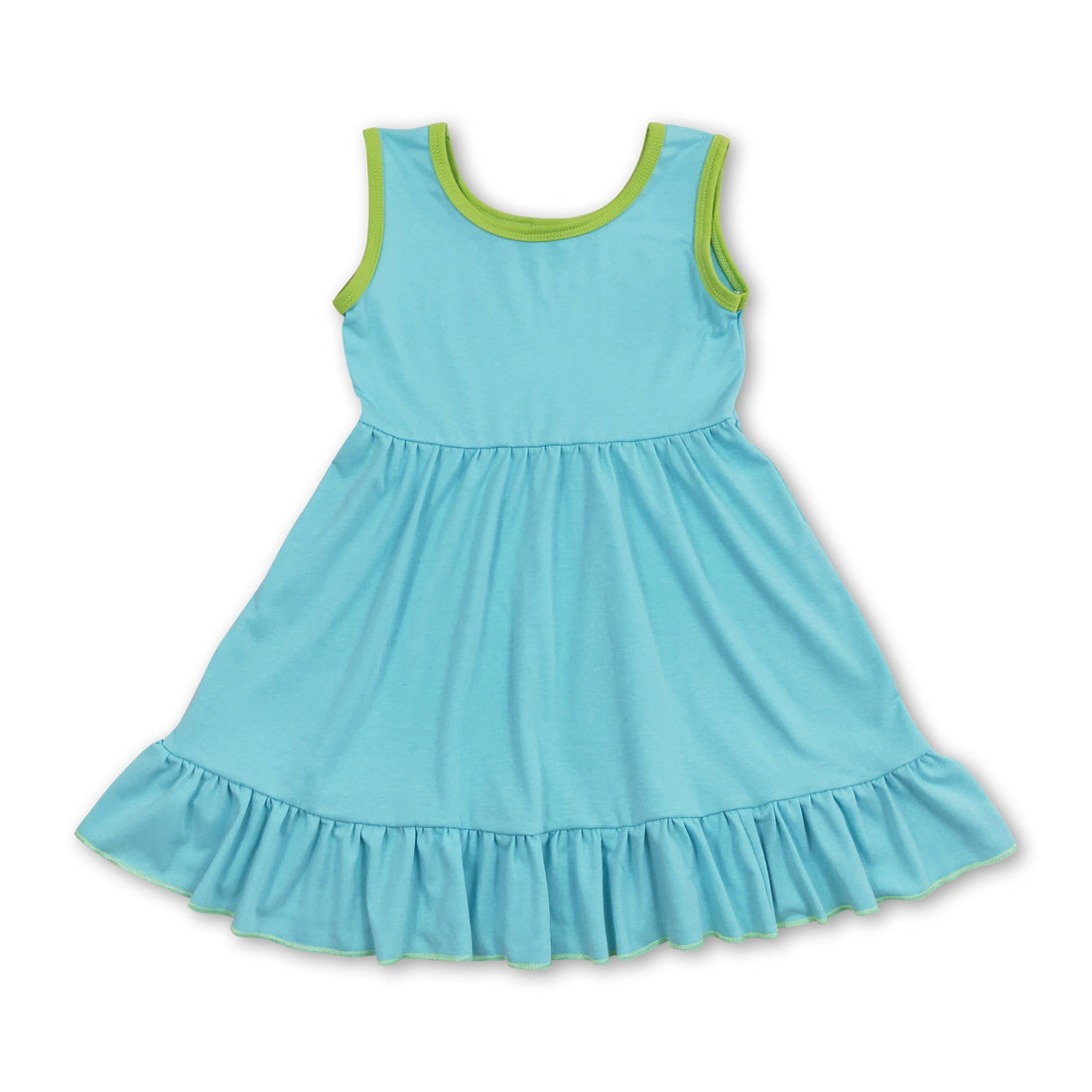Sleeveless aqua ruffle baby girls summer dress