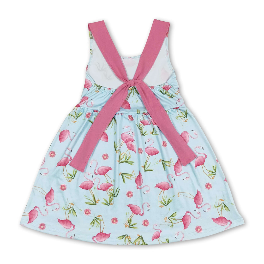 Sleeveless flamingo baby girls summer dresses