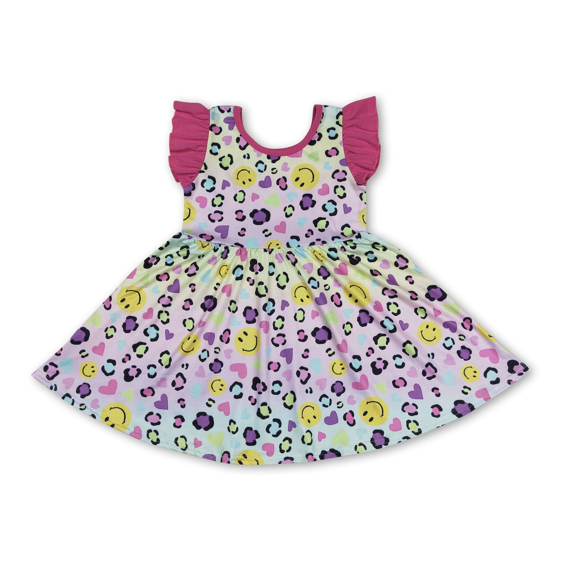 Flutter sleeves heart smile leopard girls valentine&