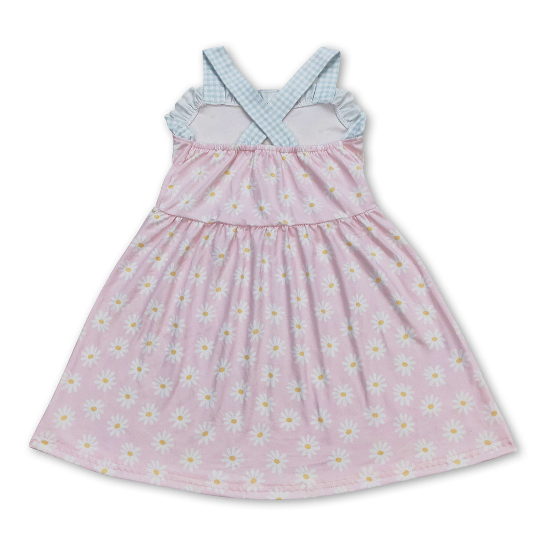 Plaid straps daisy baby girls summer dresses