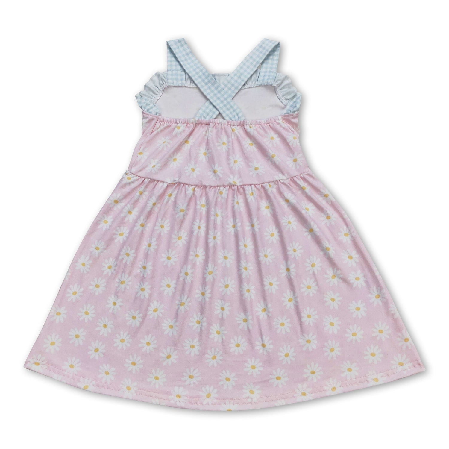 Plaid straps daisy baby girls summer dresses
