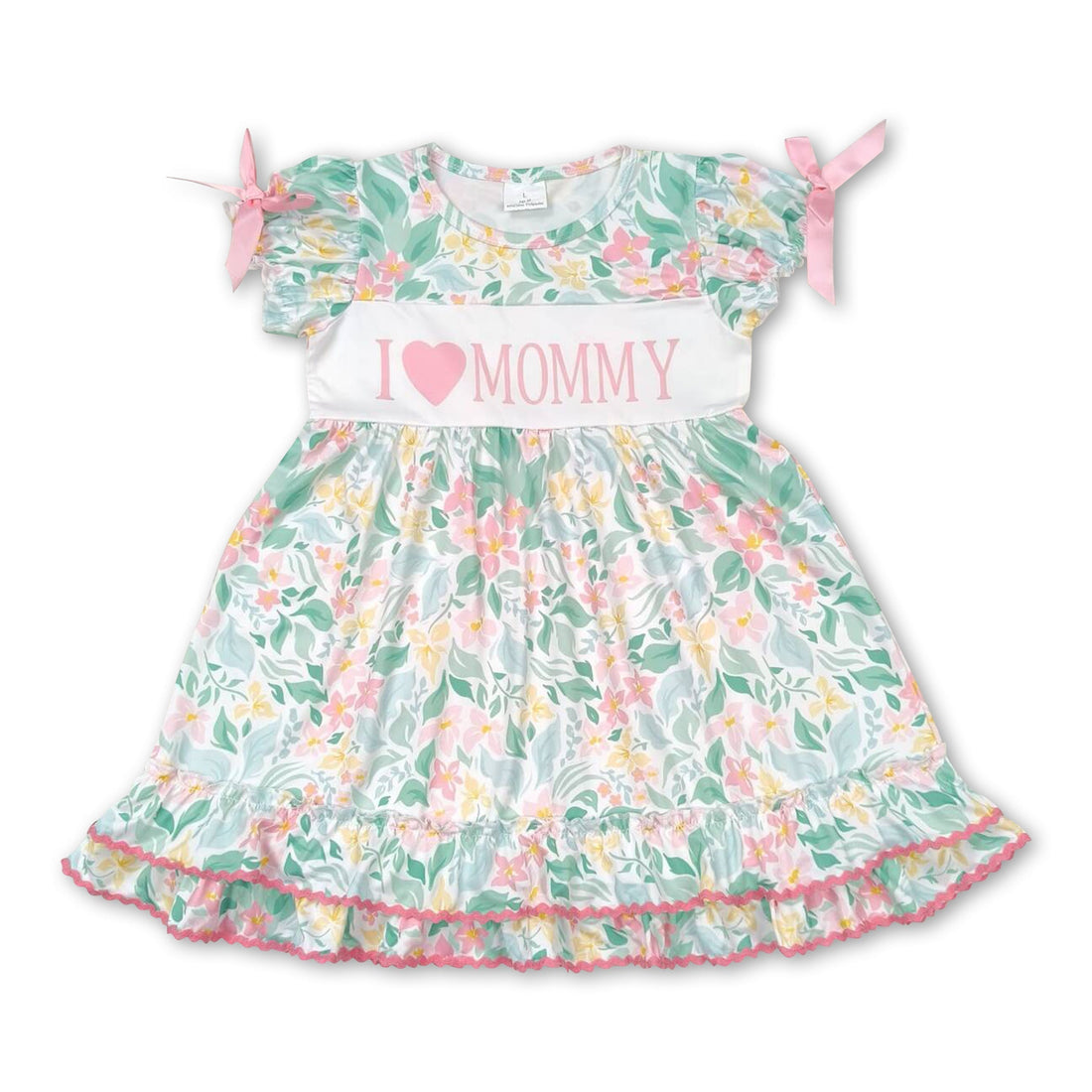 Short sleeves floral I love mommy girls mother&