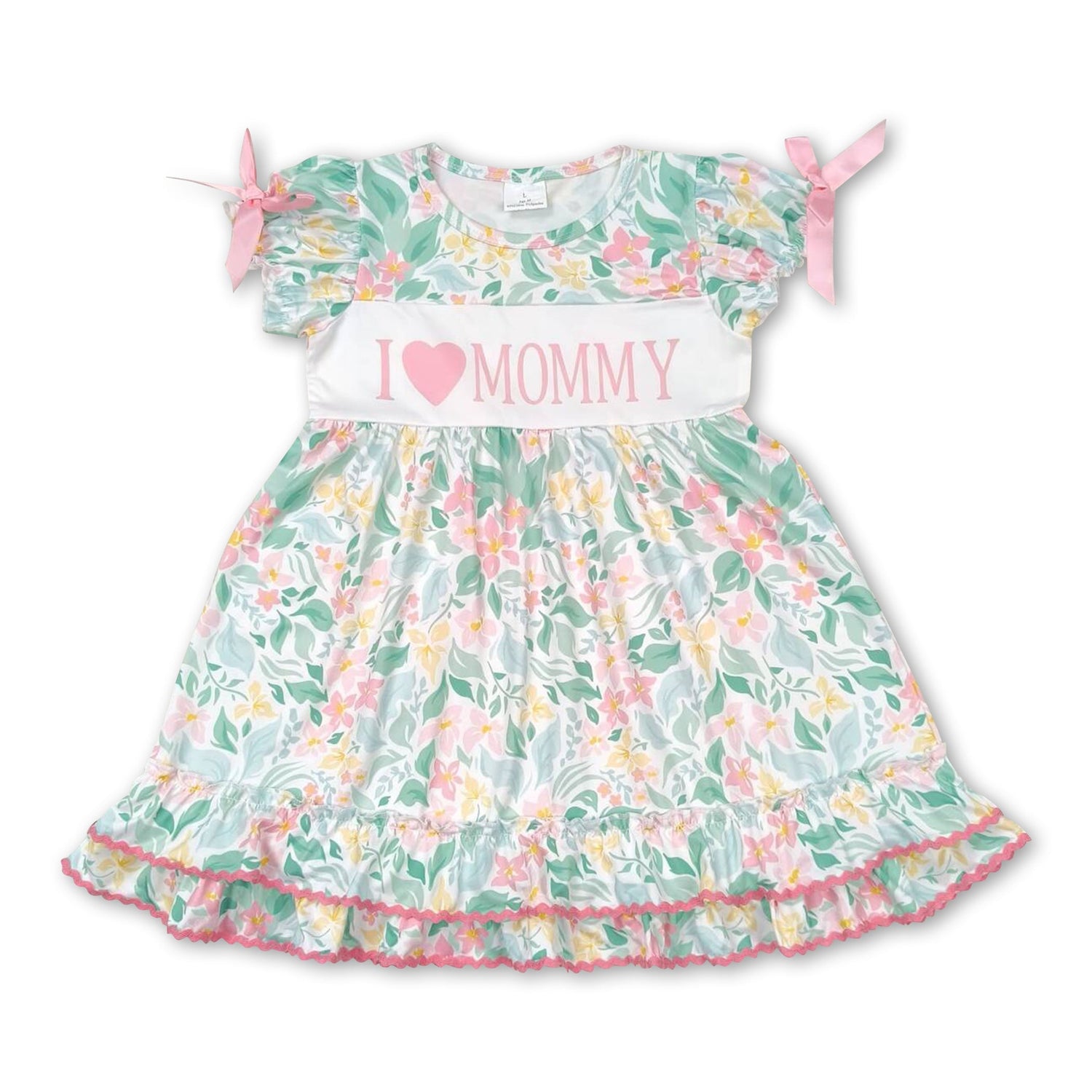 Short sleeves floral I love mommy girls mother&