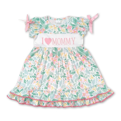 Short sleeves floral I love mommy girls mother&