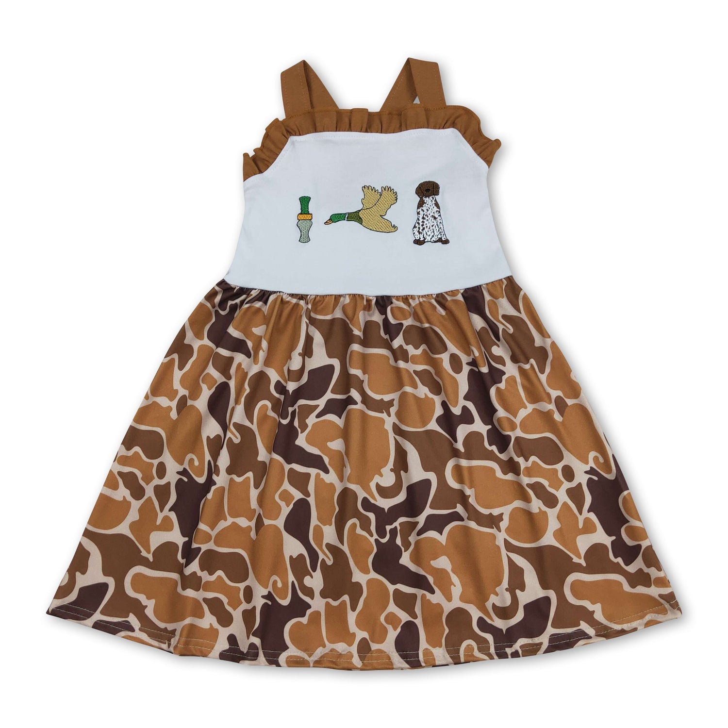 Duck call camo dog straps kids girls dresses