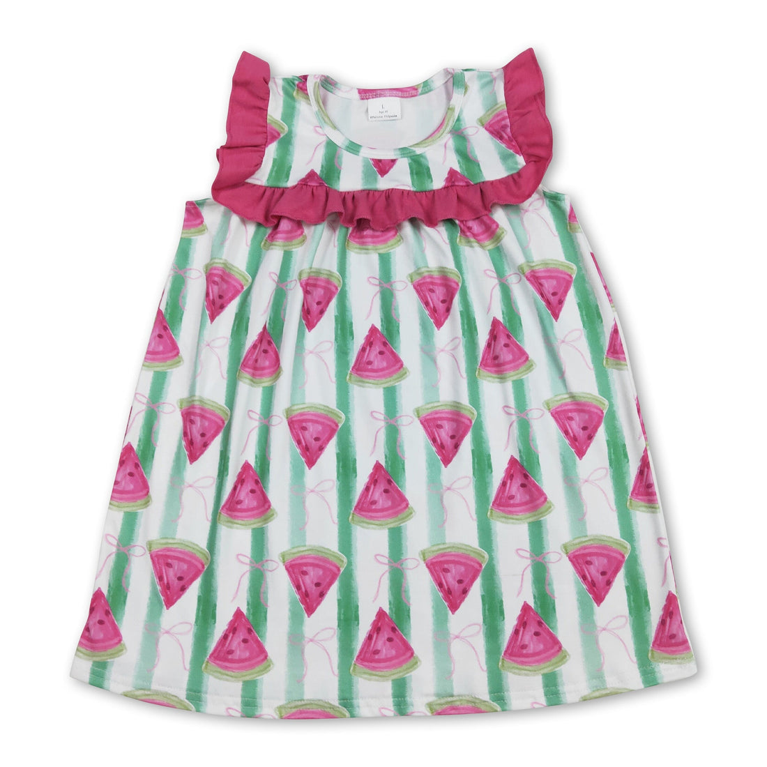 Ruffle watermelon bow baby girls summer dresses